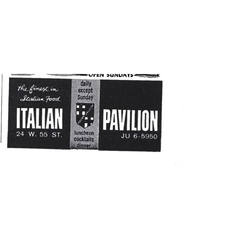 Italian Pavillion NYC Restaurant 1960s Vintage Print Ad